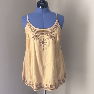 Mustard Embroidered Boho Tank Forever XXI L